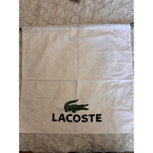 Lacoste White Cotton Canvas Drawstring Dust Bag Logo Storage Accessory 21x22
